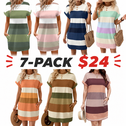 Colorblock Stripe Dress – Flattering A-Line Silhouette