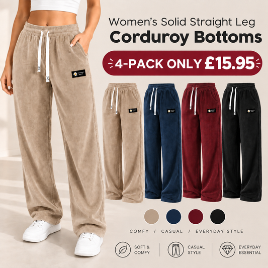 🔥 LAST DAY SALE –Women's Solid Straight Leg Corduroy Bottoms-100% Cotton