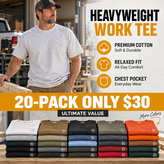 Men's Heavyweight Cotton Pocket T-Shirt Casual Tee