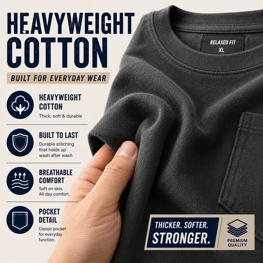 Men's Heavyweight Cotton Pocket T-Shirt Casual Tee